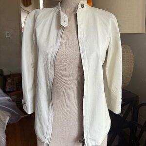 Costume National white leather biker jacket
